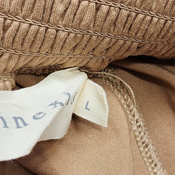 NEW Ninexis Skirt Womens L Tan Camel Smocked Waistband Side Slit Maxi Stretch - Picture 6 of 10